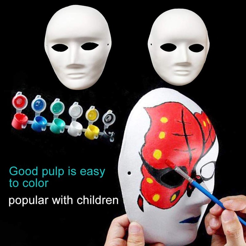 Vankcp 12 Pcs DIY White Mask, Halloween White DIY Masks,Plain Mask Paper Full Face Opera Masquerade Masks - Image 4